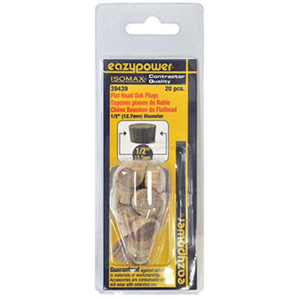 Eazypower 39439 0.5 in. Flat Head Oak Plug, PK20 132249 - main